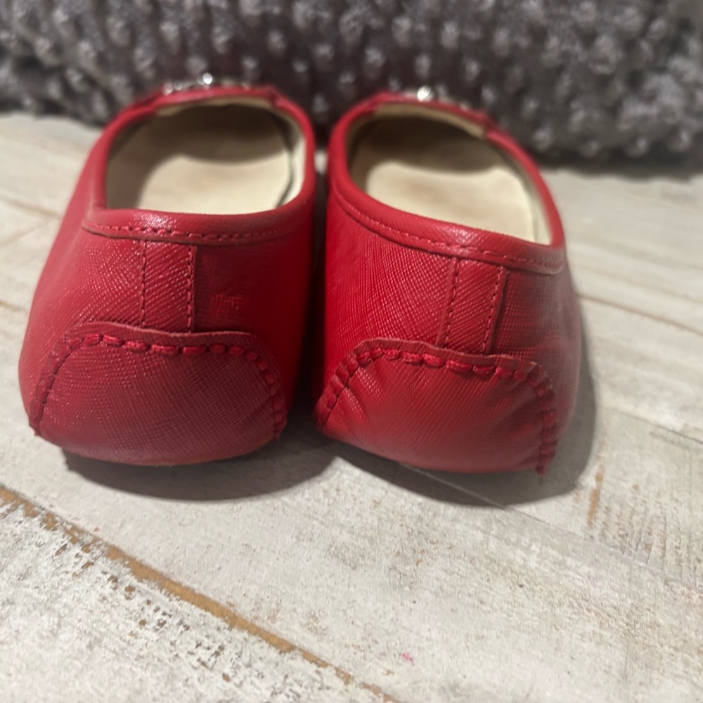❤️Michael Kors Fulton Red Leather Flats-Sz 9.5 - Picture 3 of 5